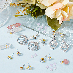 30 шт. фурнитура для сережек-гвоздиков из прозрачного кубического циркония&nbsp;EJEW-BBC0002-07A