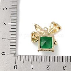 Подвески из латуни со стразами на рождественскую тематику&nbsp;KK-Z065-09G-02