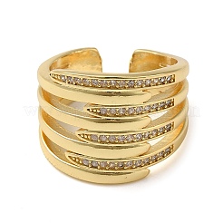 Открытое кольцо-манжета из латуни с микропаве из кубического циркония RJEW-Q805-01G