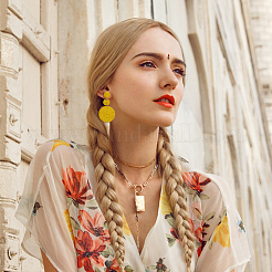 3 пара 3-х цветных плоских круглых висячих сережек-гвоздиков из рафии&nbsp;EJEW-AN0002-44