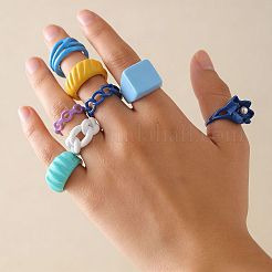 Set offener Armreifen aus Legierung und Kunststoff mit Perlen für Mädchen&nbsp;WG6D6E4-01