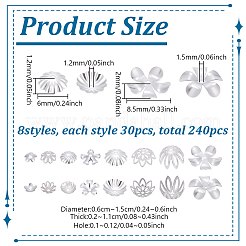 240 шт. 8 стиля колпачков для бусин из нержавеющей стали&nbsp;STAS-PH0006-65