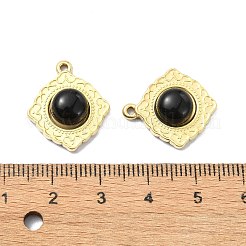 Подвески в виде ромбов из натурального черного оникса (окрашенные и нагретые)&nbsp;STAS-L022-339G-01