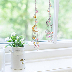 2шт 2 цвета хрустальная люстра ab стеклянная восьмиугольная подвеска украшения HJEW-GA0001-40