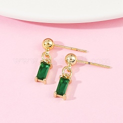 Латунь микро проложить кубический цирконий болтающиеся серьги стержня&nbsp;EJEW-Z115-05G