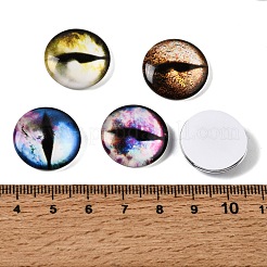 プリントされた透明ガラスカボション  アイ模様で半円形  ミックスカラー  20x5mm  約100個/袋&nbsp;GL-CBAA22A-07