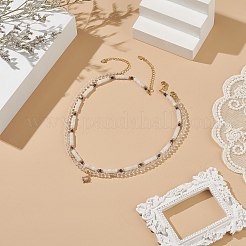 Colliers de jade blanc naturel et de perles de cristal&nbsp;NJEW-JN04137