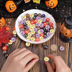 Тема Хэллоуин 100 шт 5 цвета непрозрачные акриловые бусины&nbsp;MACR-SP0001-01B-05