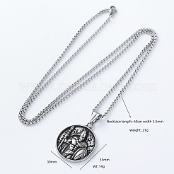 Rock-Style-Halsketten mit rundem Krieger-Medaillenanhänger aus Edelstahl 304 für Herren&nbsp;IB5984