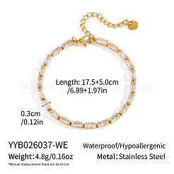 Tennisarmbänder aus Edelstahl 304 mit rechteckigen Zirkonia-Steinen im Pavé-Stil für Damen&nbsp;ZP9191-2