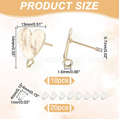 10 pezzo di orecchini a bottone in ottone a forma di cuore&nbsp;KK-AR0004-02