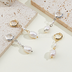 2 пара серег-колец из натурального культивированного пресноводного жемчуга двух цветов&nbsp;EJEW-HS00005
