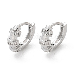 Серьги-кольца из латуни с прозрачным фианитом EJEW-Q014-25P