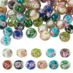 44 pz 11 colori perline rondelle a forma di fiore interno in lampwork fatte a mano&nbsp;LAMP-TA0002-74