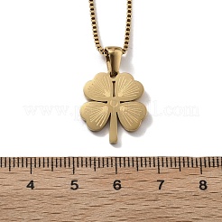 Ожерелья с подвеской в виде клевера из нержавеющей стали 304 NJEW-V001-10G