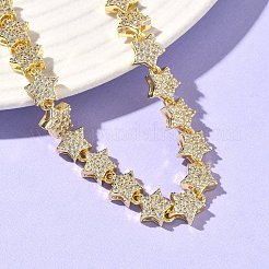 Прозрачный кубический цирконий браслет со звездочками&nbsp;BJEW-G773-01G