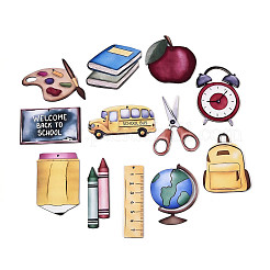 12 шт. подвесные украшения для школьных принадлежностей из дерева с УФ-печатью на одной стороне WOOD-N020-04