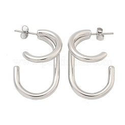 Двухслойные серьги-гвоздики в форме буквы С из нержавеющей стали 304&nbsp;EJEW-Z098-18P