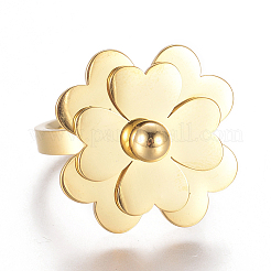 304ステンレススチール指輪  花  ゴールドカラー  サイズ7  17mm&nbsp;RJEW-I064-20G-17mm