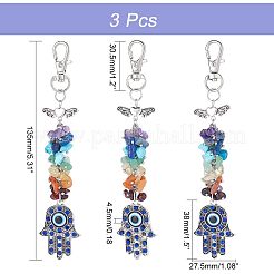 3 шт. подвеска в виде кластера из натуральных и синтетических драгоценных камней HJEW-CA0001-35