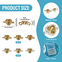 12 Stück 2 Farben Messing Pavé Zirkonia Herz Glieder Verbinder Charms&nbsp;KK-TA0003-48C