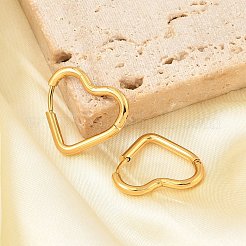 Серьги-кольца в форме сердца из нержавеющей стали 201 с вакуумным покрытием PVD EJEW-Q002-03G