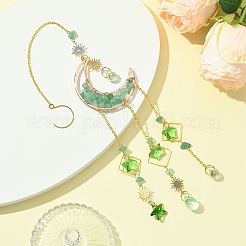Натуральные зеленые авантюриновые чипсы лунные подвески украшения HJEW-FS00027-03