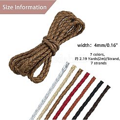 7 brin de cordons en cuir PU tressés de 7 couleurs&nbsp;WL-FH0001-01