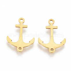 201 ステンレススチールリンクコネクター  レーザーカットリンク  アンカー  ゴールドカラー  18x13x1mm  穴：1.4mm&nbsp;STAS-T044-56G