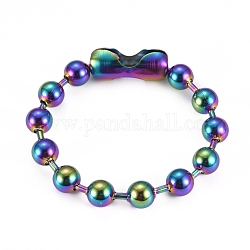 304 pulseras de acero inoxidable de la cadena de bolas de acero, cadena de etiqueta, color del arco iris, 8-3/4 pulgada (22.2 cm)