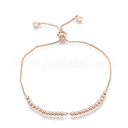 Bracelets bolo en laiton, Bracelets coulissants, avec zircons, clair, or rose, 10-5/8 pouce (27 cm), 1~3mm