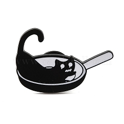 Spille in smalto liquido per gatti, distintivo in lega nera per i vestiti dello zaino, padella, 21.5x32x1.3mm