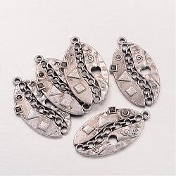 Tibetan Style Alloy Pendants, Lead Free and Cadmium Free, Antique Silver, 42.5x22x2mm, Hole: 2mm