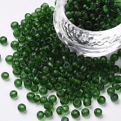 6/0 perles de rocaille en verre, couleurs mates, ronde, trou rond, vert clair, 6/0, 4mm, Trou: 1~1.5mm, environ 500 pcs/50 g, 50 g / sac, 18 sacs/2 livres