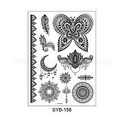 Adesivi di carta per tatuaggi temporanei rimovibili vintage a prova di mandala, Modelli misti, 21x15cm