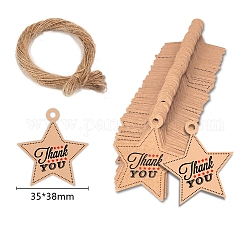 Etiquetas de regalo colgantes de papel de estrella con tema de acción de gracias, con la cuerda de cáñamo, burlywood, 3.8x3.5 cm, 100 PC / sistema