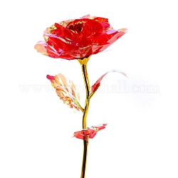 Rosa in plastica con ramo di fiori in asta di metallo, per il regalo di nozze, regalo di San Valentino, rosso, 250x85mm