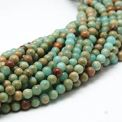Runde synthetische Aqua Terra Jaspis Perlen Stränge, gefärbt, 4 mm, Bohrung: 0.5 mm, ca. 99 Stk. / Strang, 15.7 Zoll