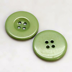 Пуговицы из смолы, окрашенные, плоско-круглые, темно-зеленый, 34x4 мм