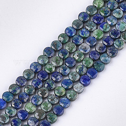 Natural Chrysocolla and Lapis Lazuli Beads Strands, Faceted, Flat Round, 4~4.5x2.5~3mm, Hole: 0.8mm, about 88~89pcs/strand, 14.9 inch~15.1 inch