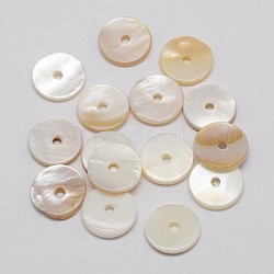 Gefärbt natürlichen Schale Perle Spacer, Disc / Flachrund, heishi Perlen, Lavendel, 10x2 mm, Bohrung: 1 mm