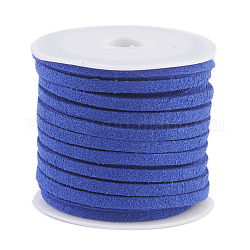 3x1.5 mm azul cordón del ante de imitación plana, encaje de imitación de gamuza, alrededor de 5.46 yarda (5 m) / rollo
