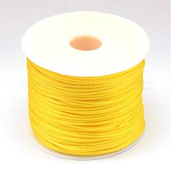 Hilo de nylon, Cordón de satén de cola de rata, oro, 1.0mm, alrededor de 76.55 yarda (70 m) / rollo