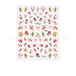 Nagelabziehbilder, selbstklebend rose tiger löwenblatt nageldesign art, für nagel zehennägel spitzen dekorationen, Blumenmuster, 101x79x0.4 mm
