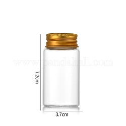 Botellas de vidrio transparente contenedores de abalorios, tubos de almacenamiento de cuentas con tapa de rosca y tapa de aluminio, columna, dorado, 3.7x7 cm, capacidad: 50ml (1.69fl. oz)