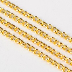 Eisenketten verdreht, ungeschweißte, Goldene Farbe, mit Spule, Größe: Ketten: ca. 3.7 mm lang, 2.5 mm breit, 0.7 mm dick, ca. 328.08 Fuß (100m)/Rolle