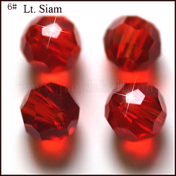 Imitazione branelli di cristallo austriaco, grado aaa, sfaccettato (32 sfaccettatura), tondo, rosso, 8mm, Foro: 0.9~1.4 mm