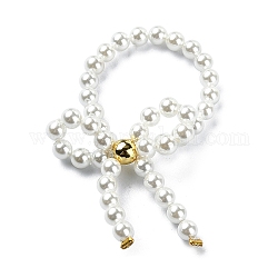 Anelli da dito da donna con perle di conchiglia a forma di bowknot, fumo bianco, diametro interno: 19mm