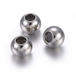 Perles en 201 acier inoxydable, avec caoutchouc à l'intérieur, perles de curseur, perles de bouchage, rondelle, couleur inoxydable, 8x6mm, Trou: 2mm