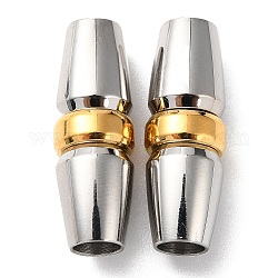 303 Stainless Steel Bayonet Clasps, Column, Golden & Stainless Steel Color, 26x9mm, Hole: 5mm